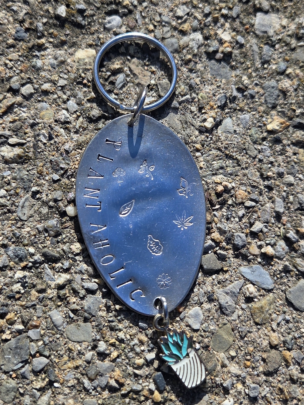 Plantaholic Silver Keychain Planter Charm